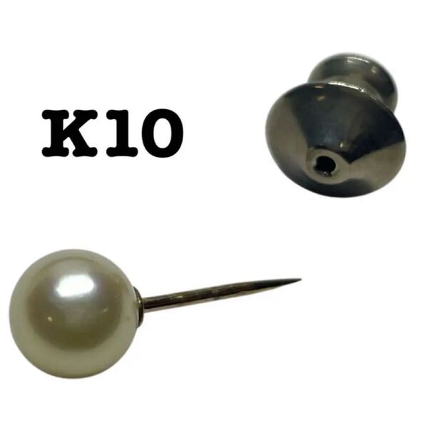 K10 ネクタイピン タイタック メンズアクセサリー 貴金属 10金 イエローゴールド パール 真珠 中古