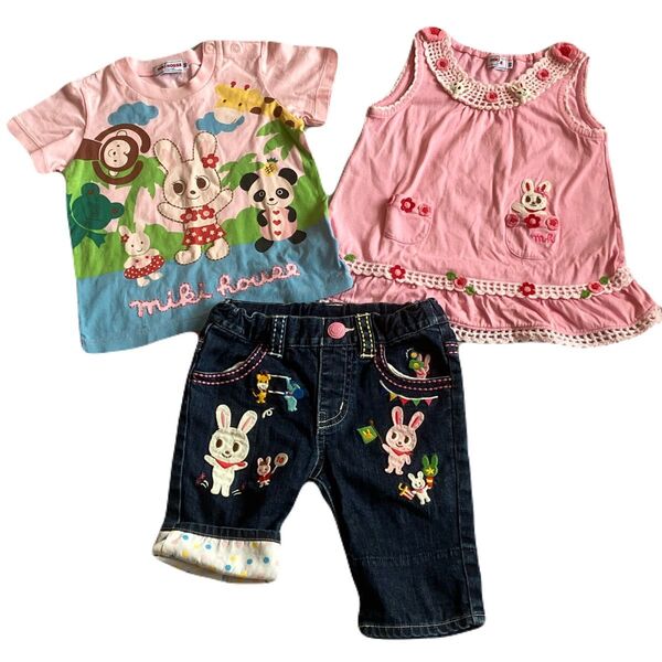 ミキハウス Tシャツ タンクトップ ハーフパンツ90 3枚セット