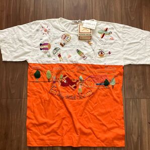BANANA MOON 手刺繍 Tシャツ オレンジ タグ付き