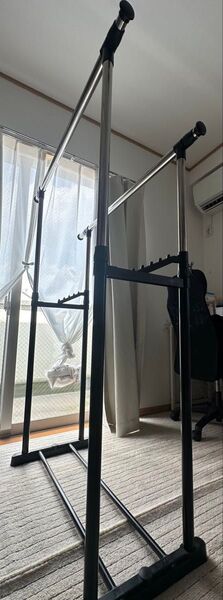 ハンガーラック スリム パイプハンガー 2段 伸縮 ハンガー掛け キャスター付き