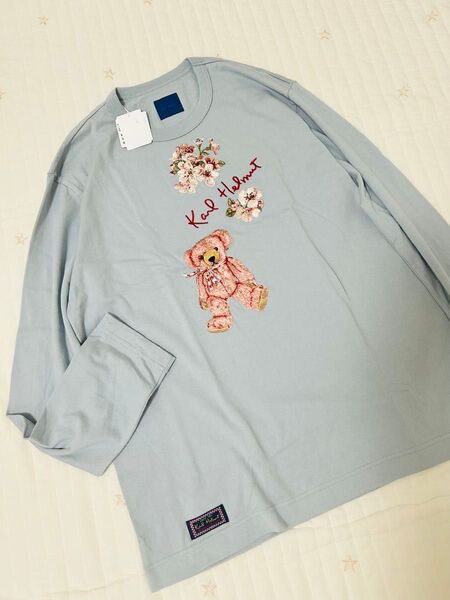 カールヘルム カットソー 長袖 桜 テディ 刺繍 綿 くま さくら トップス