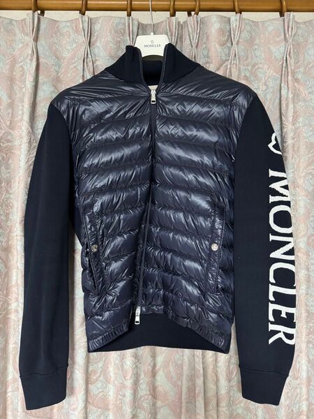 超美品 MONCLER モンクレール ネイビー カーディガン ダウンジャケット トリコット L アウター