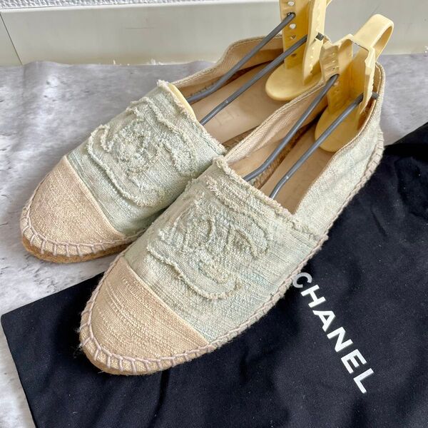 保存袋付 正規品 CHANEL エスパドリーユ フラットシューズ 21.5㎝