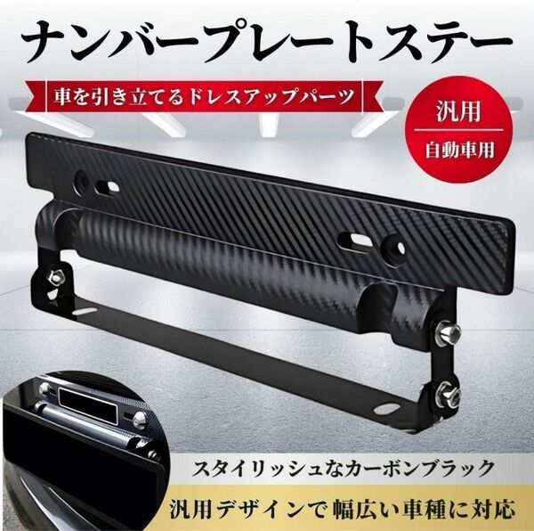 ナンバープレート ステー 車用 角度 斜め 汎用 フレーム 自動車 軽 ステイ ナンバーステー カーボン調 自動車