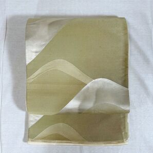 OF111 袋帯 美品 薄い緑色 フォーマル モダン 匿名配送 正絹