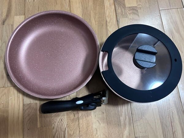 IHとガス火対応ピンクマーブル取り外しハンドル18cm片手鍋と24cmフライパン4点セット フライパン 調理器具 鍋 セット