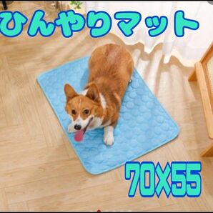 ひんやり ペットシーツ 接触冷感 70×55 ブルー 熱中症予防 洗濯可能