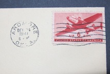 航空切手貼　アメリカ航空切手６ｃ　小封筒　1941年12月24日_画像3