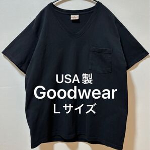 USA製 Goodwear グッドウェア ポケットVネックTシャツ 丸胴タイプボディ 状態良好