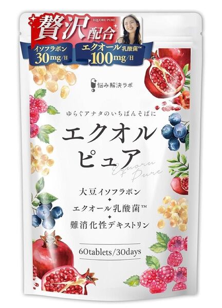 エクオルピュア エクオール 乳酸菌 イソフラボン ビタミンB12 サプリ 大豆イソフラボン 美容 女性に嬉しい成分