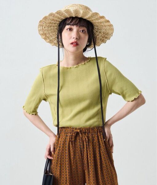 FREAK'S Store メローTシャツ カットソー.*トップス イエロー 5分丈 5分袖