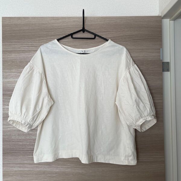 ユニクロ ランタンスリーブ Tシャツ カットソー ブラウス ボリューム袖 綿 マーセライズコットン