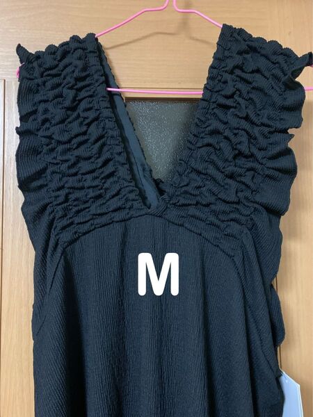 しまむら BlueStrive シャーリングワンピース ブラック Mサイズ