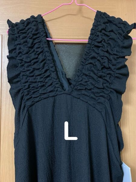 しまむら BlueStrive シャーリングワンピース ブラック Lサイズ