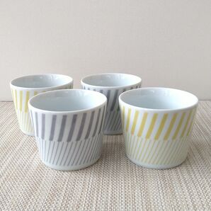 【4個】新品 日本製 波佐見焼 変わりストライプ フリーカップ プリンカップ