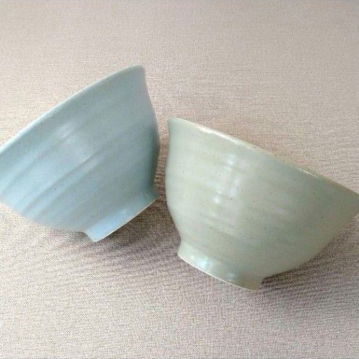 【2枚】新品 美濃焼 土物 ナチュラル ボウル 飯碗 ブルー グリーン お洒落