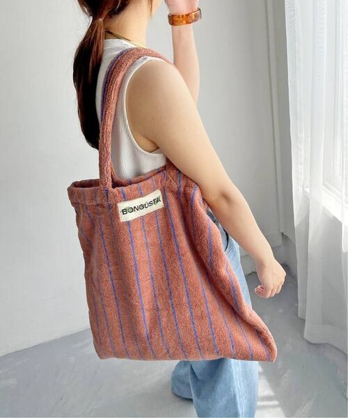 BONGUSTA/ボングスタ☆STRIPEDトートバッグ 新品ブラウン(CAMEL&ULTRAMARINE)