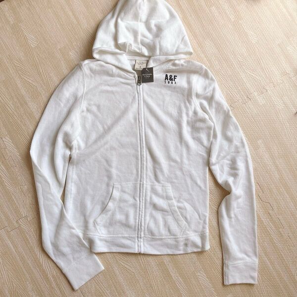 Abercrombie&Fitch ジップアップパーカー ホワイト S 未使用 レディース パイル