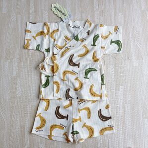 minirodini バナナ柄 甚平 90cm 男の子 女の子 新品 レア 綿