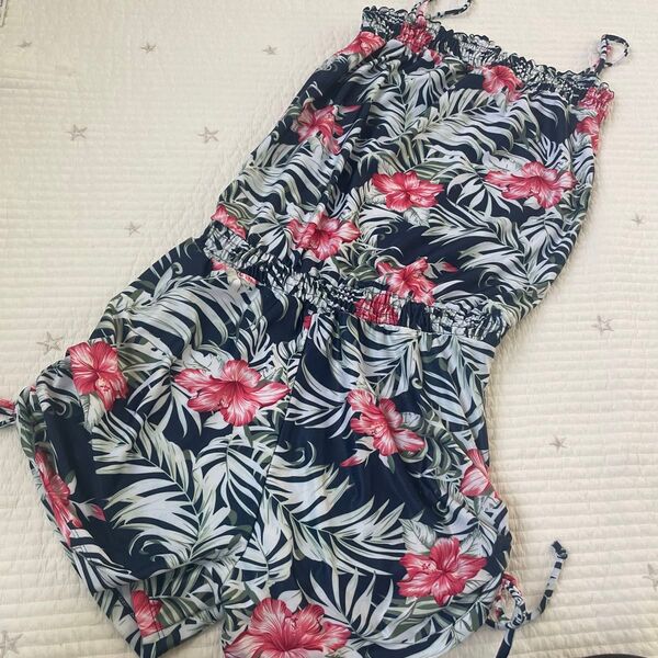 水着 ロンパース 花柄 ハイビスカス柄