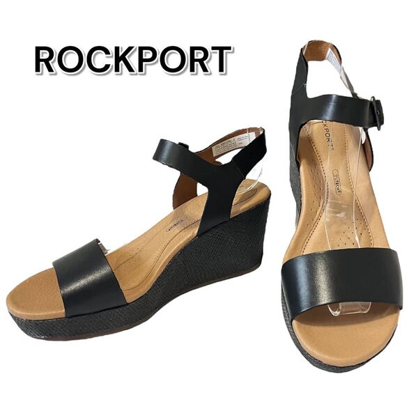ロックポート コンフォート サンダル ストラップ ウェッジソール レディース 黒 シューズ ブラック ハイヒール rockport