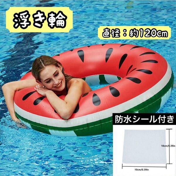 浮き輪 120㎝ スイカ柄 大人用 プール 海 ビッグサイズ うきわ