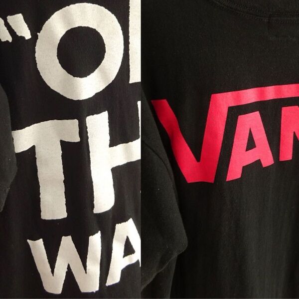 VANS off the wall バックプリント Tシャツ 丸胴 黒 白 赤 ユニセックス S M
