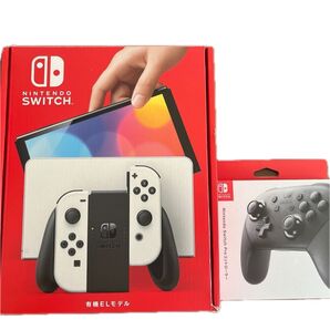 美品 Nintendo Switch 有機ELモデル ホワイト 純正プロコン、128GBメモリーカード、純正ケース付