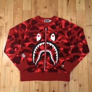 ★リアルジップ★ シャーク 長袖 スウェット Sサイズ a bathing ape BAPE zip shark sweat エイプ ベイプ トレーナー red camo 迷彩 8987