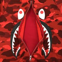 ★リアルジップ★ シャーク 長袖 スウェット Sサイズ a bathing ape BAPE zip shark sweat エイプ ベイプ トレーナー red camo 迷彩 8987_画像3