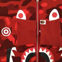 ★リアルジップ★ シャーク 長袖 スウェット Sサイズ a bathing ape BAPE zip shark sweat エイプ ベイプ トレーナー red camo 迷彩 8987_画像5