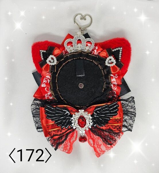 ロゼット 痛ロゼット 推し活 レッドにゃんこ ハンドメイド〈172〉