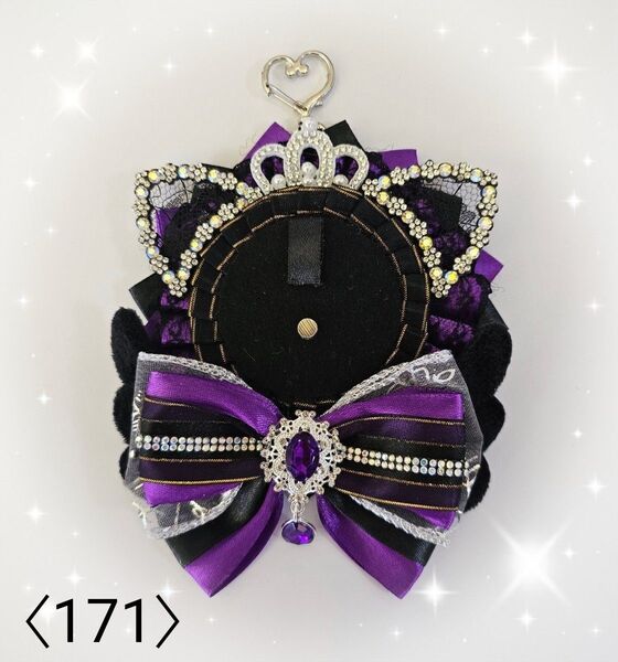 ロゼット 痛ロゼット 推し活 キラキラパープルにゃんこ ハンドメイド〈171〉