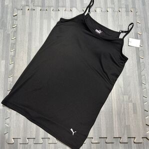 新品 PUMA カップ付き キャミソール Lサイズ ブラック ピンク 吸水速乾素材