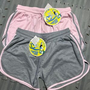 新品 2枚set 短パン ショートパンツ ミニ丈 Lサイズ グレー ピンク