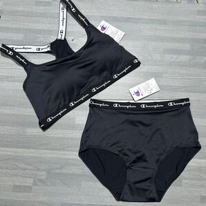 新品 champion ブラショーツset 165 ブラック 吸水速乾素材 スポーツブラ ハーフトップ