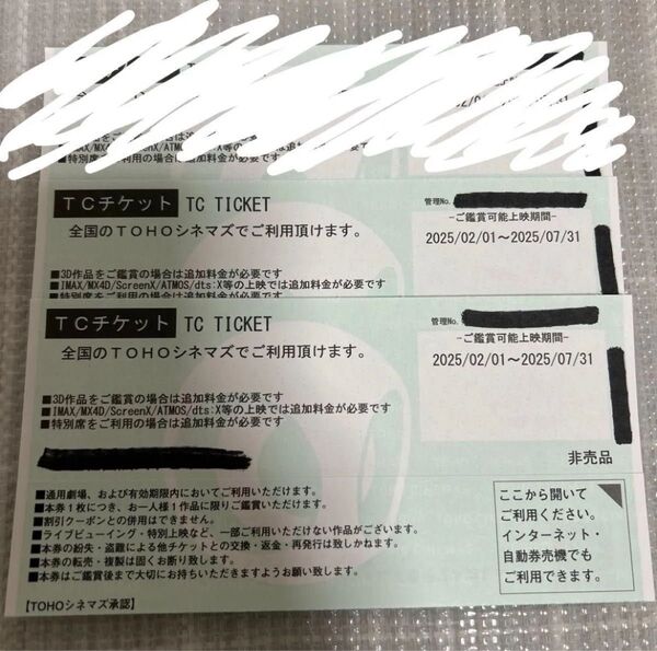 TOHOシネマズ TCチケット 2枚 映画鑑賞券
