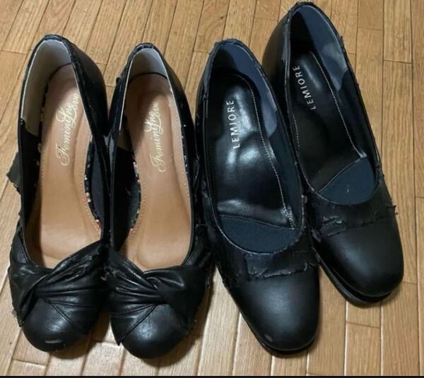パンプス ブラック 黒 シューズ 靴 ブラック パンプス まとめ売り LL 24.5 黒 状態悪し