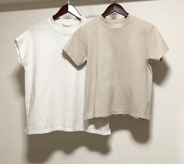 gu luciole Tシャツ 半袖 半袖Tシャツ クルーネック モックネック ホワイト ベージュ S M まとめ売り