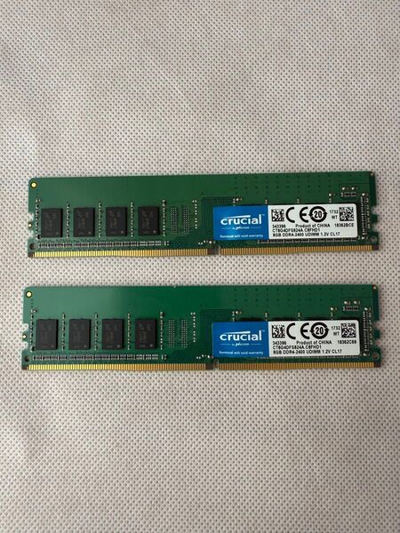 Crucial DDR4-2400 8GBメモリ 2枚セット 動作確認済