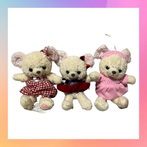 【ガーリーベア】くま クマ 熊 テディベア ぬいぐるみ 3つセット(1)