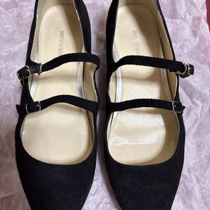 パンプス 黒 スエード 婦人靴 MODE KAORI モードカオリ 24.0cm ブラック スエード素材 フラットシューズ