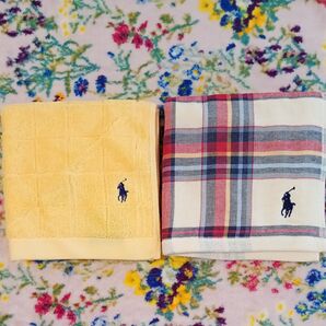 新品未使用 ラルフローレン Ralph Lauren ウォッシュタオル2枚セット ハンドタオル タオルハンカチ