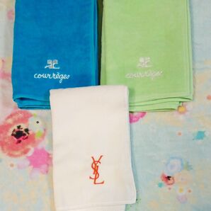 【新品未使用 】訳あり イヴサンローラン、クレージュ タオルハンカチ3枚セット ハンドタオル