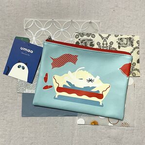 umao アフタヌーンティー フラットポーチ ライトブルー