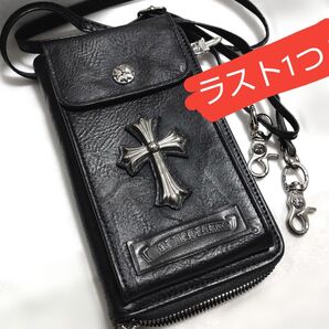 ビッグクロス / ショルダー スマホウォレット / ラウンドファスナー 長財布 スイベル クリップ