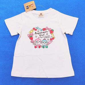 95cm 新品 アンパンマン スイーツハート柄半袖Tシャツ ホワイト Tシャツ