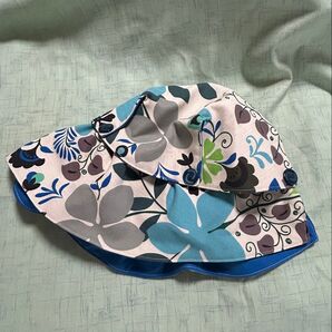 レディース帽子 フラワー 花柄 ブルー系 フリーサイズ