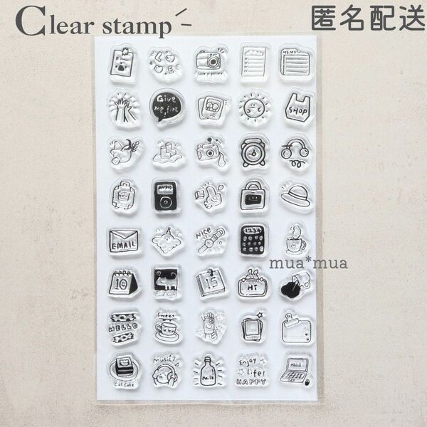 クリアスタンプ 透明スタンプ スタンプシート S803 イラスト ミニ 手帳