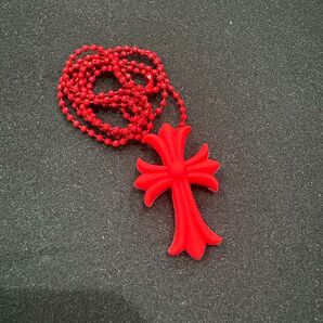 ラバーネックレス シリコンネックレス 十字架 クロス レッド 赤 ユニセックス